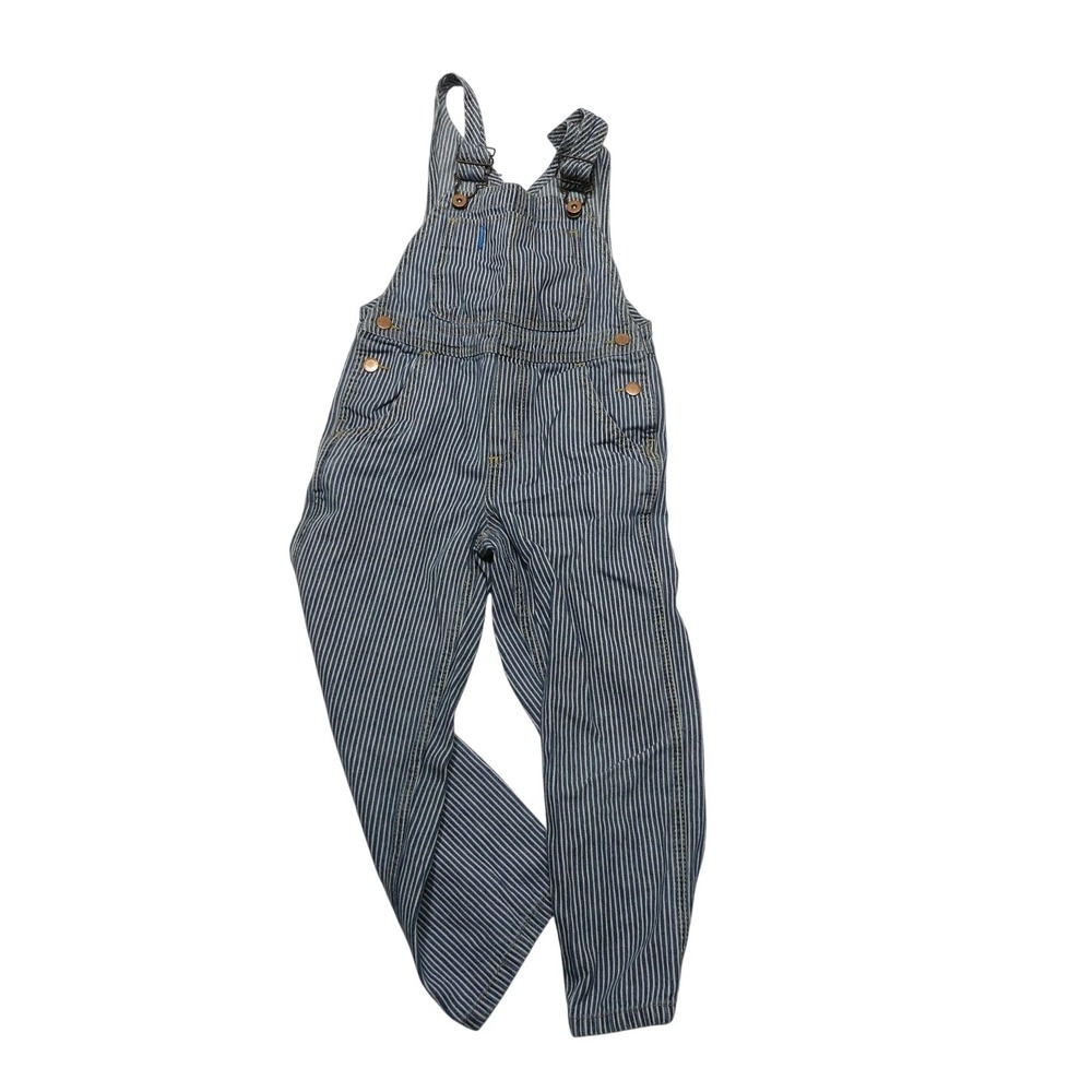 Genuine Kids From OshKosh Overalls Kids 5T Blue Stripe Denim Bib Pockets Casual